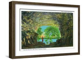 Rock State Park, Illinois, View of the Beautiful Ohio River from a Cave-Lantern Press-Framed Art Print