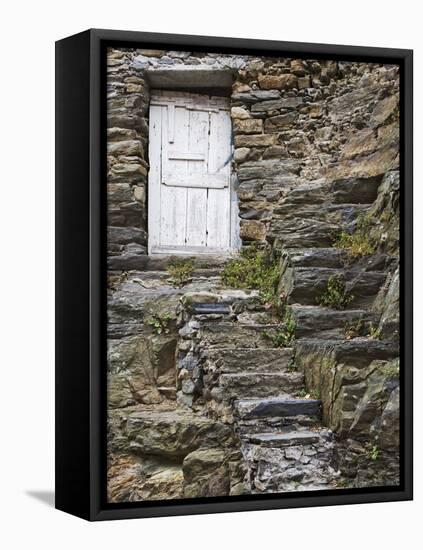 Rock Steps Lead to Old Wooden Door, Vernazza, Italy-Dennis Flaherty-Framed Stretched Canvas