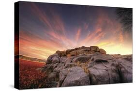 Rock Wall Sunset-Bob Larson-Stretched Canvas