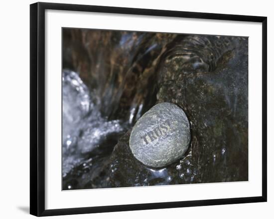 Rock with the Word Trust in Water-null-Framed Photographic Print