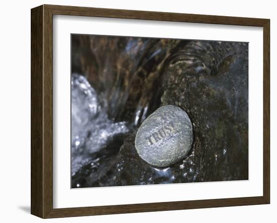 Rock with the Word Trust in Water-null-Framed Photographic Print