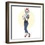 Rockabilly Cat Girl-Olga_Angelloz-Framed Art Print