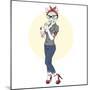 Rockabilly Cat Girl-Olga_Angelloz-Mounted Art Print