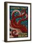 Rockaway Beach, Oregon - Mosaic Octopus-Lantern Press-Framed Art Print