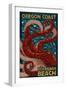 Rockaway Beach, Oregon - Mosaic Octopus-Lantern Press-Framed Art Print