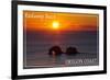 Rockaway Beach, Oregon - Rockaway Beach Sunset-Lantern Press-Framed Art Print