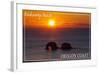 Rockaway Beach, Oregon - Rockaway Beach Sunset-Lantern Press-Framed Art Print