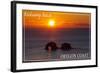 Rockaway Beach, Oregon - Rockaway Beach Sunset-Lantern Press-Framed Art Print