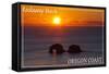 Rockaway Beach, Oregon - Rockaway Beach Sunset-Lantern Press-Framed Stretched Canvas