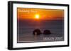 Rockaway Beach, Oregon - Rockaway Beach Sunset-Lantern Press-Framed Art Print