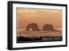 Rockaway Beach, Oregon - Rockaway Beach Twilight-Lantern Press-Framed Art Print