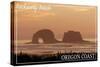 Rockaway Beach, Oregon - Rockaway Beach Twilight-Lantern Press-Stretched Canvas