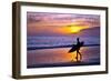 Rockaway Beach, Oregon - Surfer and Sunset-Lantern Press-Framed Art Print