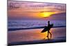 Rockaway Beach, Oregon - Surfer and Sunset-Lantern Press-Mounted Art Print