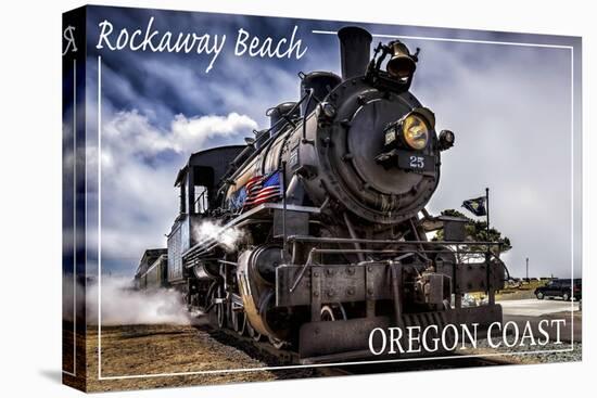 Rockaway Beach, Oregon - Train Front View-Lantern Press-Stretched Canvas