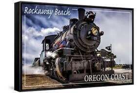 Rockaway Beach, Oregon - Train Front View-Lantern Press-Framed Stretched Canvas