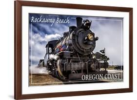 Rockaway Beach, Oregon - Train Front View-Lantern Press-Framed Art Print