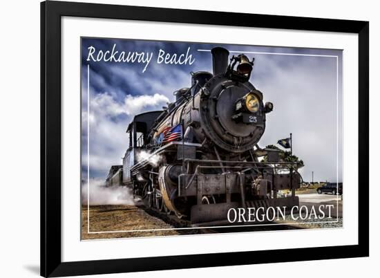 Rockaway Beach, Oregon - Train Front View-Lantern Press-Framed Art Print