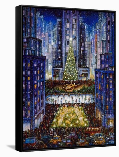 Rockefeller Center 2 Blue-Bill Bell-Framed Stretched Canvas