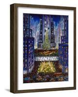 Rockefeller Center 2 Blue-Bill Bell-Framed Giclee Print