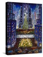 Rockefeller Center 2 Blue-Bill Bell-Stretched Canvas