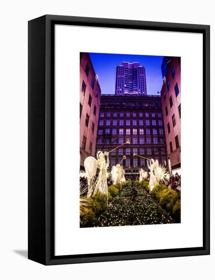 Rockefeller Center and 5th Ave Views with Christmas Decoration at Nightfall-Philippe Hugonnard-Framed Stretched Canvas