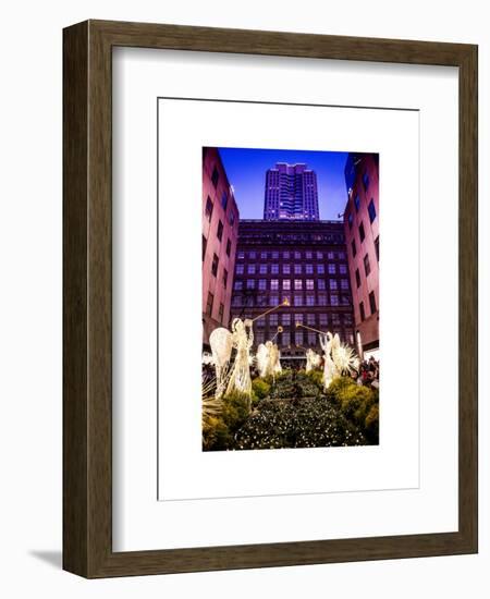 Rockefeller Center and 5th Ave Views with Christmas Decoration at Nightfall-Philippe Hugonnard-Framed Art Print