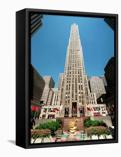Rockefeller Center Sale-Mark Lennihan-Framed Stretched Canvas