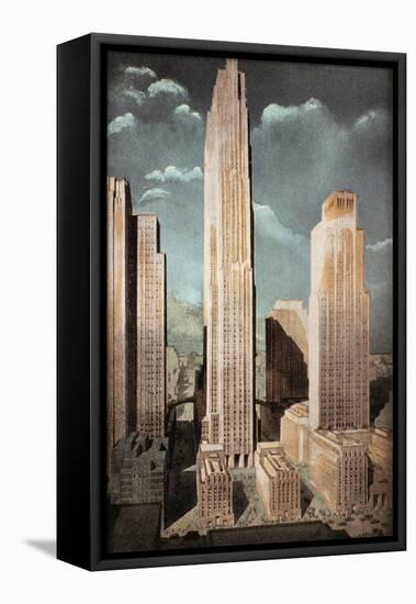 Rockefeller Center-null-Framed Stretched Canvas