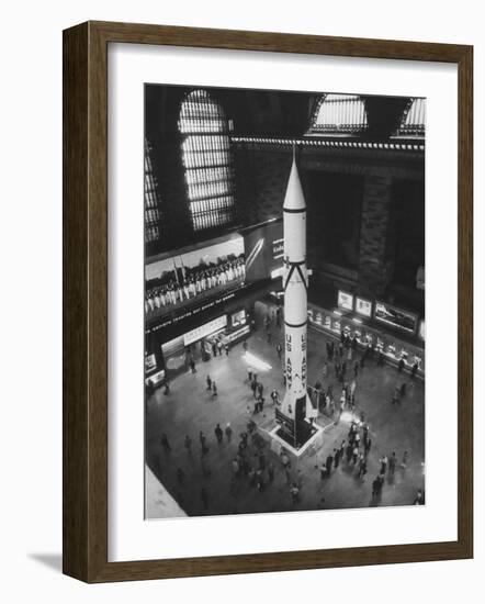 Rocket Being Displayed at Grand Central Station as a Salute to International Geophysical Year-null-Framed Photographic Print