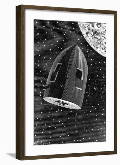 Rocket Capsule Illustration from the 1872 Edition of from the Earth to the Moon-Jules Verne-Framed Giclee Print