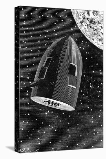 Rocket Capsule Illustration from the 1872 Edition of from the Earth to the Moon-Jules Verne-Stretched Canvas