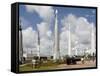 Rocket Garden at the Kennedy Space Center, Cape Canaveral, Florida-Nick Servian-Framed Stretched Canvas