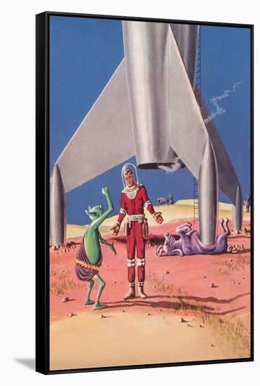 Rocket Lands on Alien Beast-null-Framed Stretched Canvas