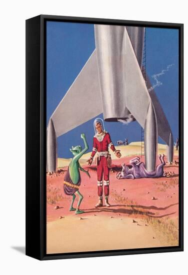 Rocket Lands on Alien Beast-null-Framed Stretched Canvas