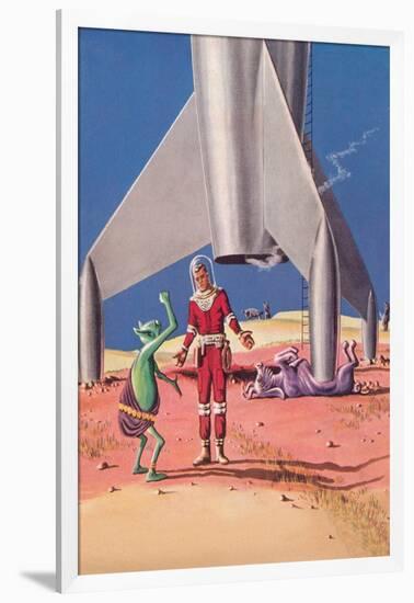 Rocket Lands on Alien Beast-null-Framed Art Print