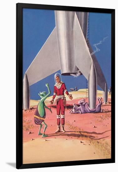 Rocket Lands on Alien Beast-null-Framed Art Print