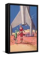 Rocket Lands on Alien Beast-null-Framed Stretched Canvas