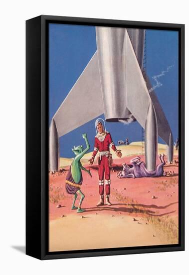 Rocket Lands on Alien Beast-null-Framed Stretched Canvas