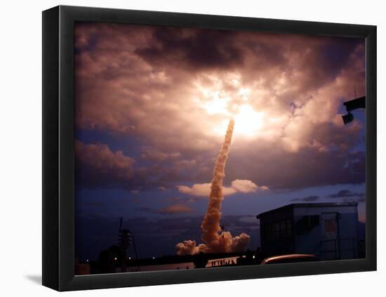 Rocket Launch (Into Clouds) Art Poster Print-null-Framed Poster