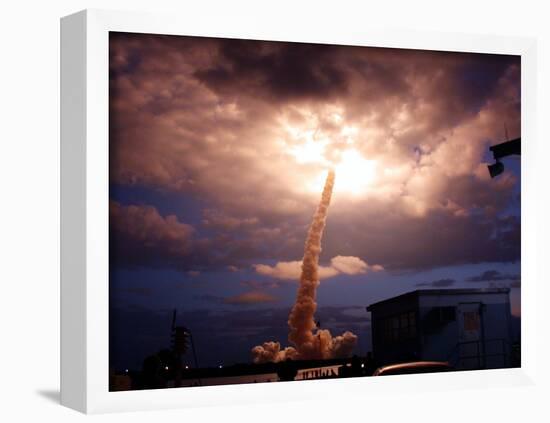 Rocket Launch (Into Clouds) Art Poster Print-null-Framed Poster