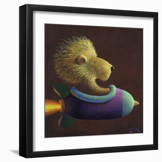 Rocket Lion-Chris Miles-Framed Art Print