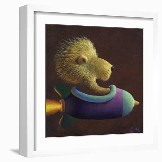 Rocket Lion-Chris Miles-Framed Art Print