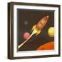 Rocket Ship Flying through Space-Benchart-Framed Art Print