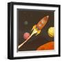 Rocket Ship Flying through Space-Benchart-Framed Art Print