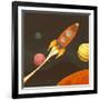 Rocket Ship Flying through Space-Benchart-Framed Art Print