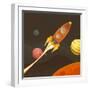 Rocket Ship Flying through Space-Benchart-Framed Art Print