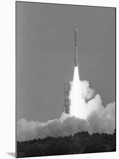 Rocket Shooting into Sky-null-Mounted Photographic Print