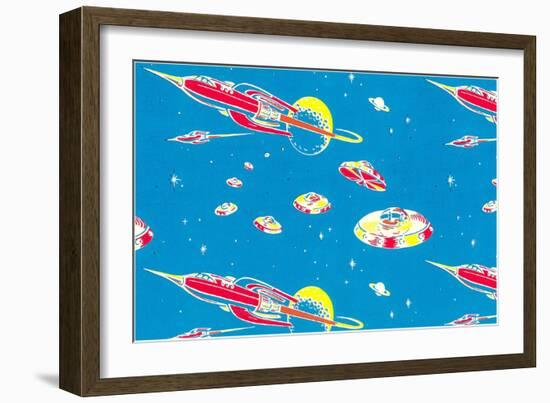 Rockets and Flying Saucers-null-Framed Art Print