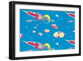 Rockets and Flying Saucers-null-Framed Art Print